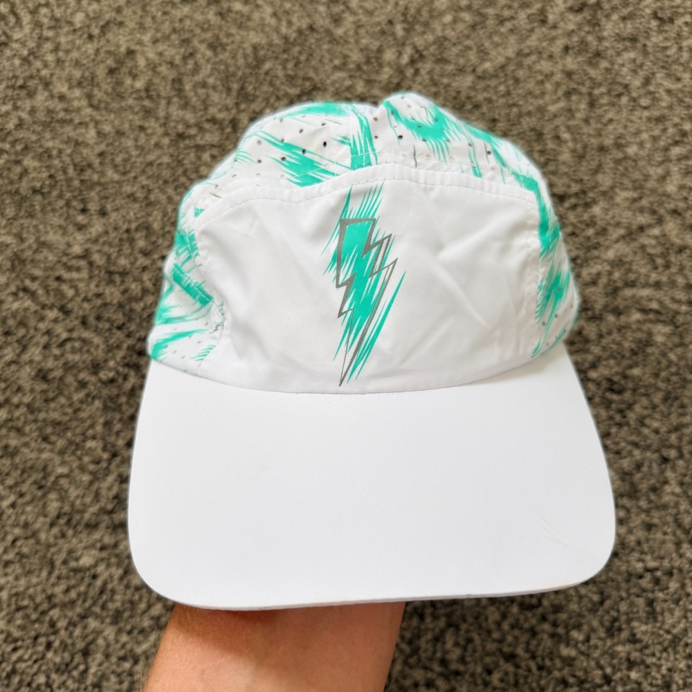 Sprints Lightning Bolt HyperG Running Cap Hat White Lightweight Breathable